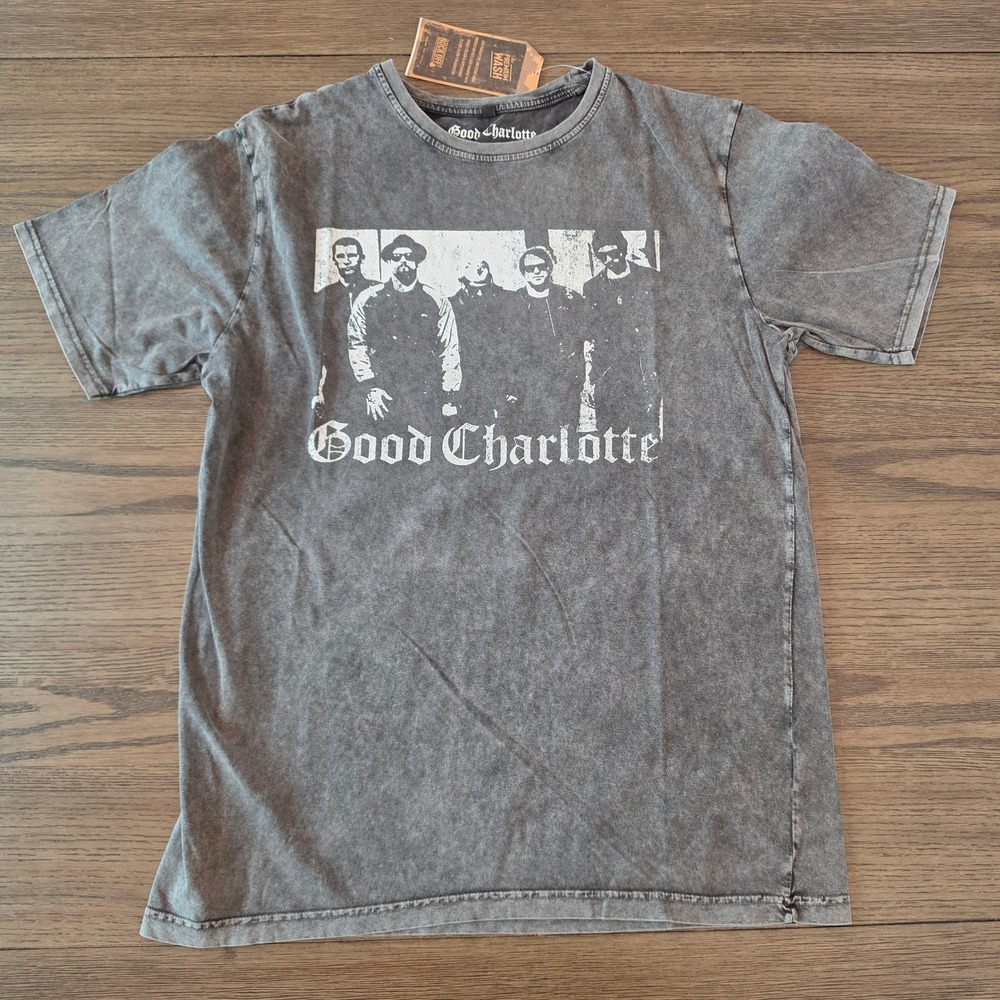 Good Charlotte Band T-Shirt Mens Large Charcoal Grey Mineral Wash NWT - Picture 1 of 5